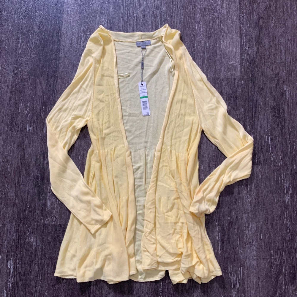 JOSEPH‎ A Long Sleeve Sheer Lemon Chiffon Cardigan Sweater Top L NWT